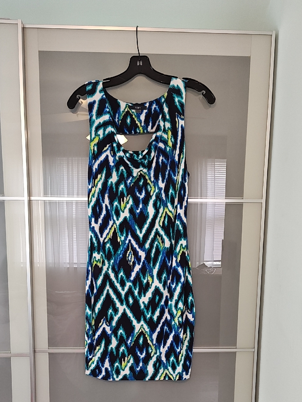 Tart Blue Teal & Black Patterned Cutout Mini Dress